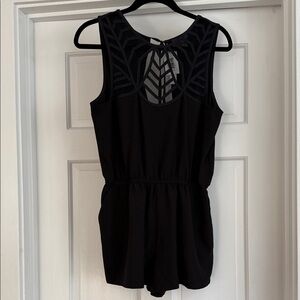 Aqua Black Sleeveless Jumpsuit with Sheer Detail